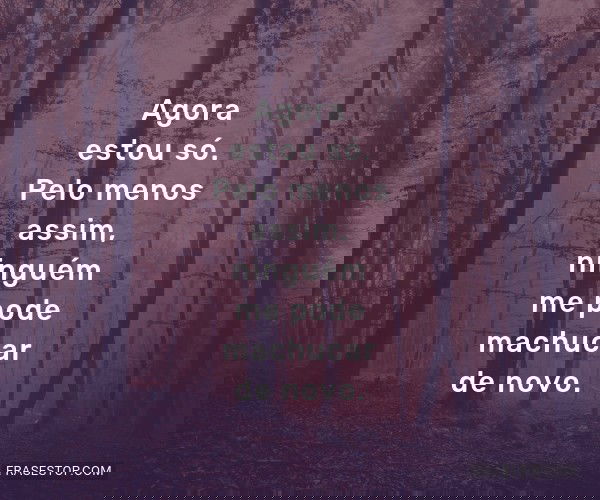 Agora estou só. Pelo...