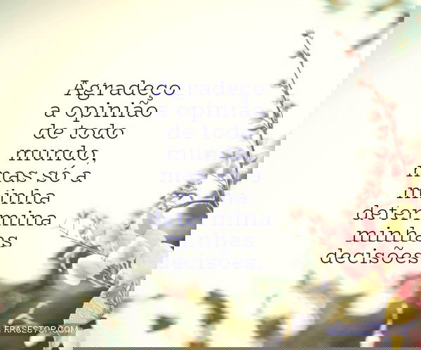 Agradeço a opinião de...