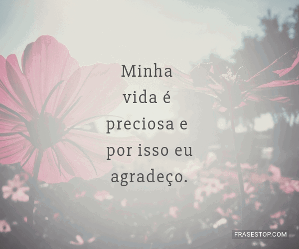 Minha vida é preciosa e por isso eu agradeço. - FrasesTop