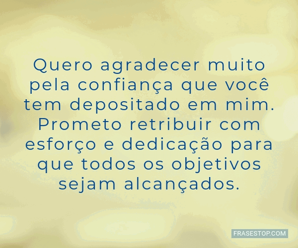 Quero Agradecer Muito Pela Confiança Que Você Frasestop