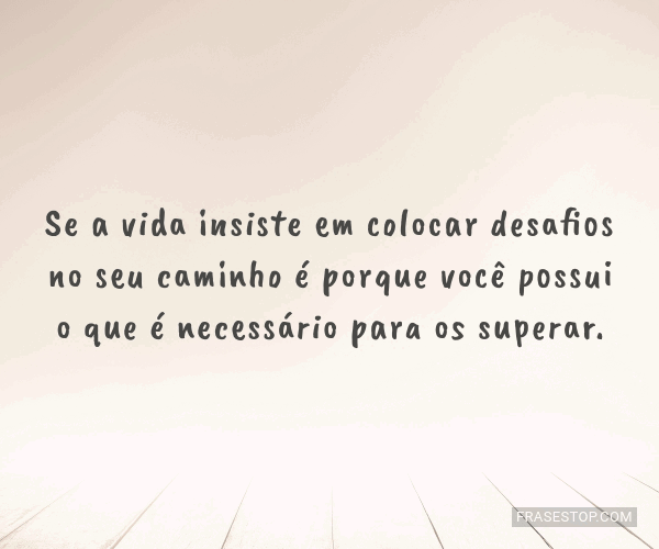 MENSAGENS DE REFLEXÃO - A vida é um desafio