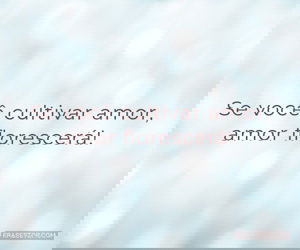 Se você cultivar amor,...