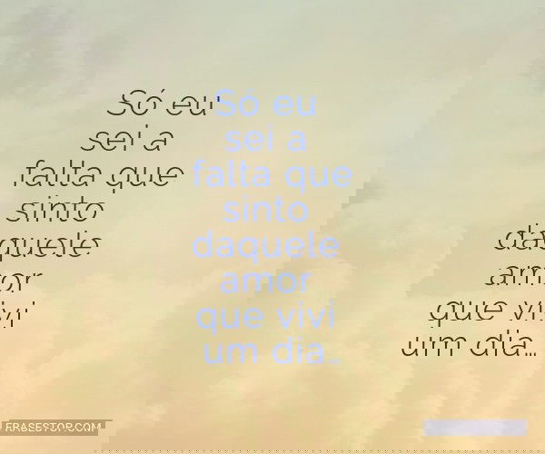 Só eu sei a falta que...